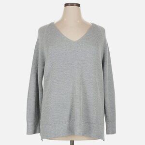 EUC! Athleta Hanover Soft Wool V-Neck Sweater XL Dove Grey